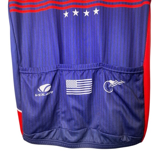 VOLER Men's size M/L USA Cycling Jersey Full zip short sleeves - Red and Blue - Picture 6 of 8